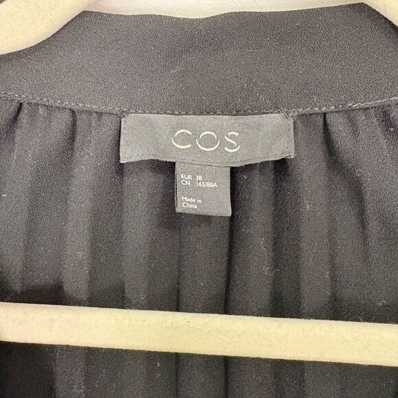 COS Black V Neck Long Pleated Back Longline Blazer Coat Women's Size 38 = 8 - Picture 5 of 10